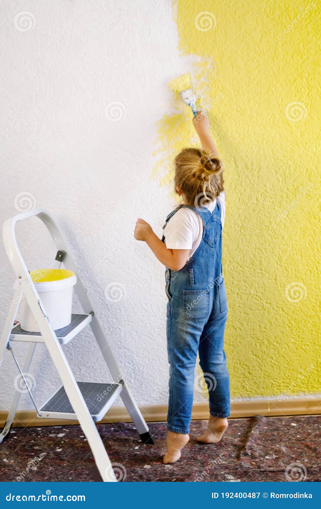 Funny Little Toddler Girl Painting the Wall with Color in New House. Family  Repair Apartment Home Stock Image - Image of indoors, cute: 192400487