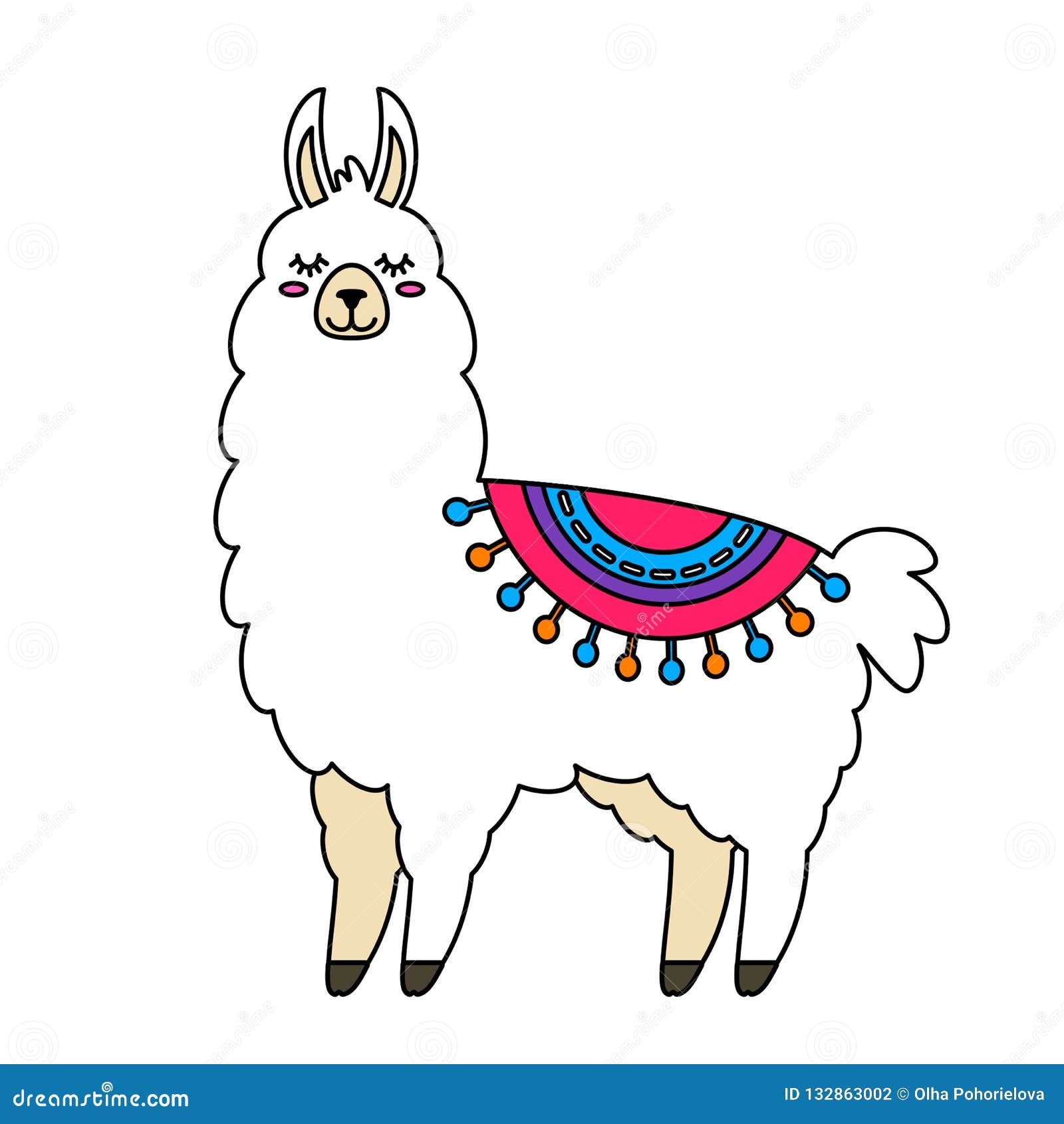 Funny Llama Alpaca With Cacti Template For Printing On Textiles T Shirt Vector Illustration Isolated In Cartoon Style Stock Illustration Illustration Of Greeting Cactus 132863002