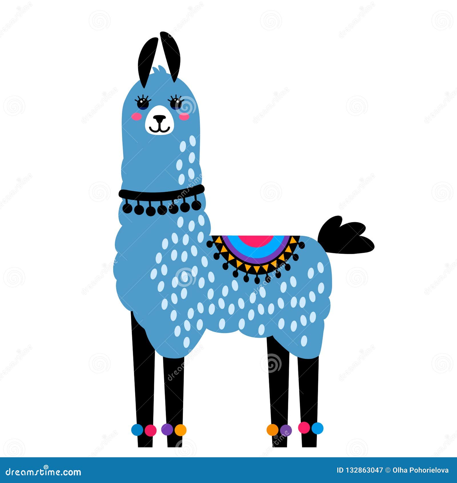 funny llama alpaca with cacti. template for printing on textiles, t-shirt.  ,  in cartoon style