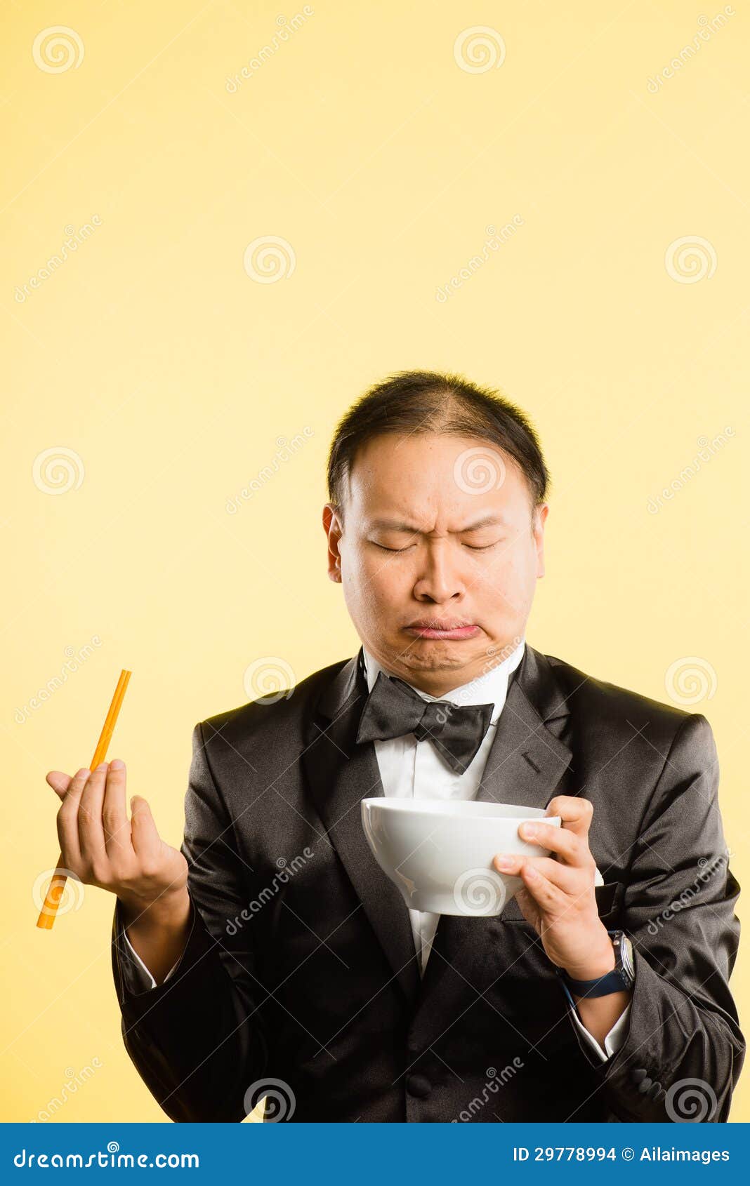 Funny Man Portrait Real People High Definition Yellow Background Stock