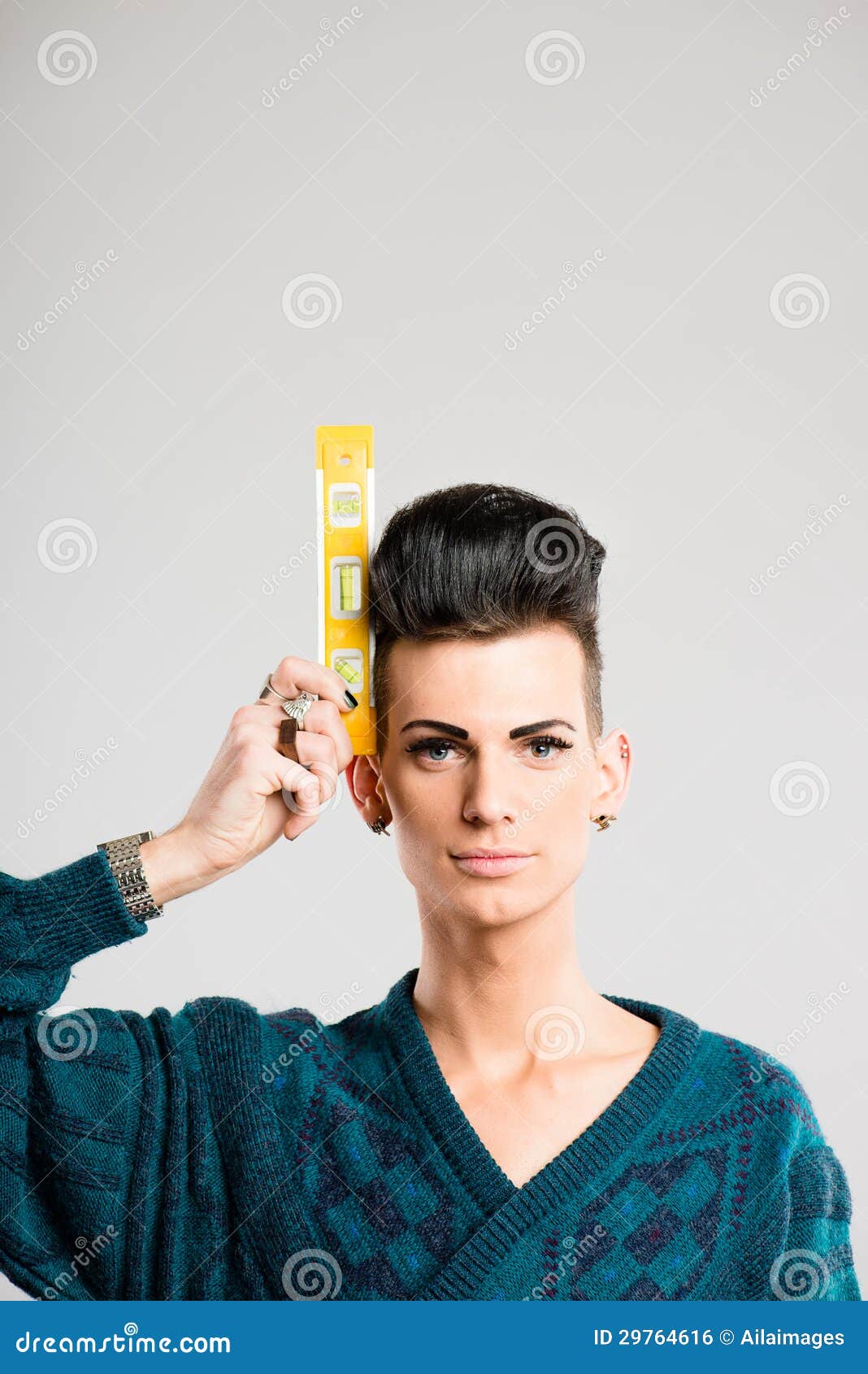 Funny Man Portrait Real People High Definition Grey Background Stock