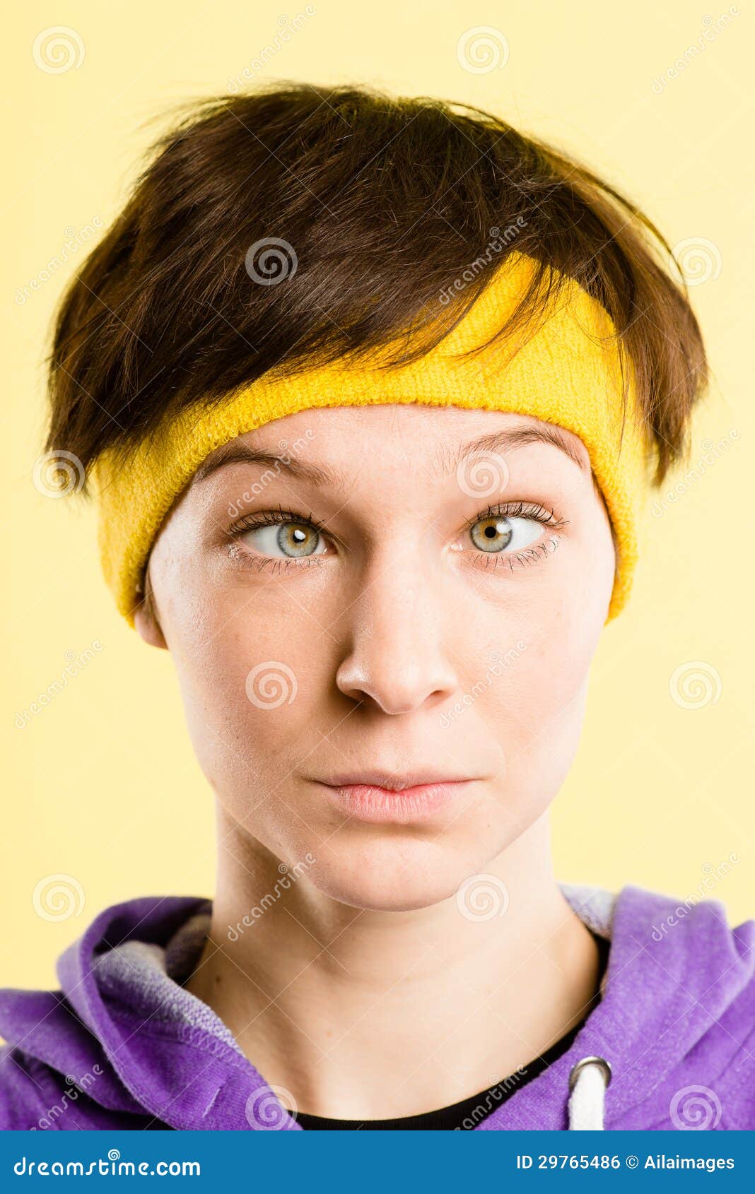 Funny Woman Portrait Real People High Definition Yellow Background