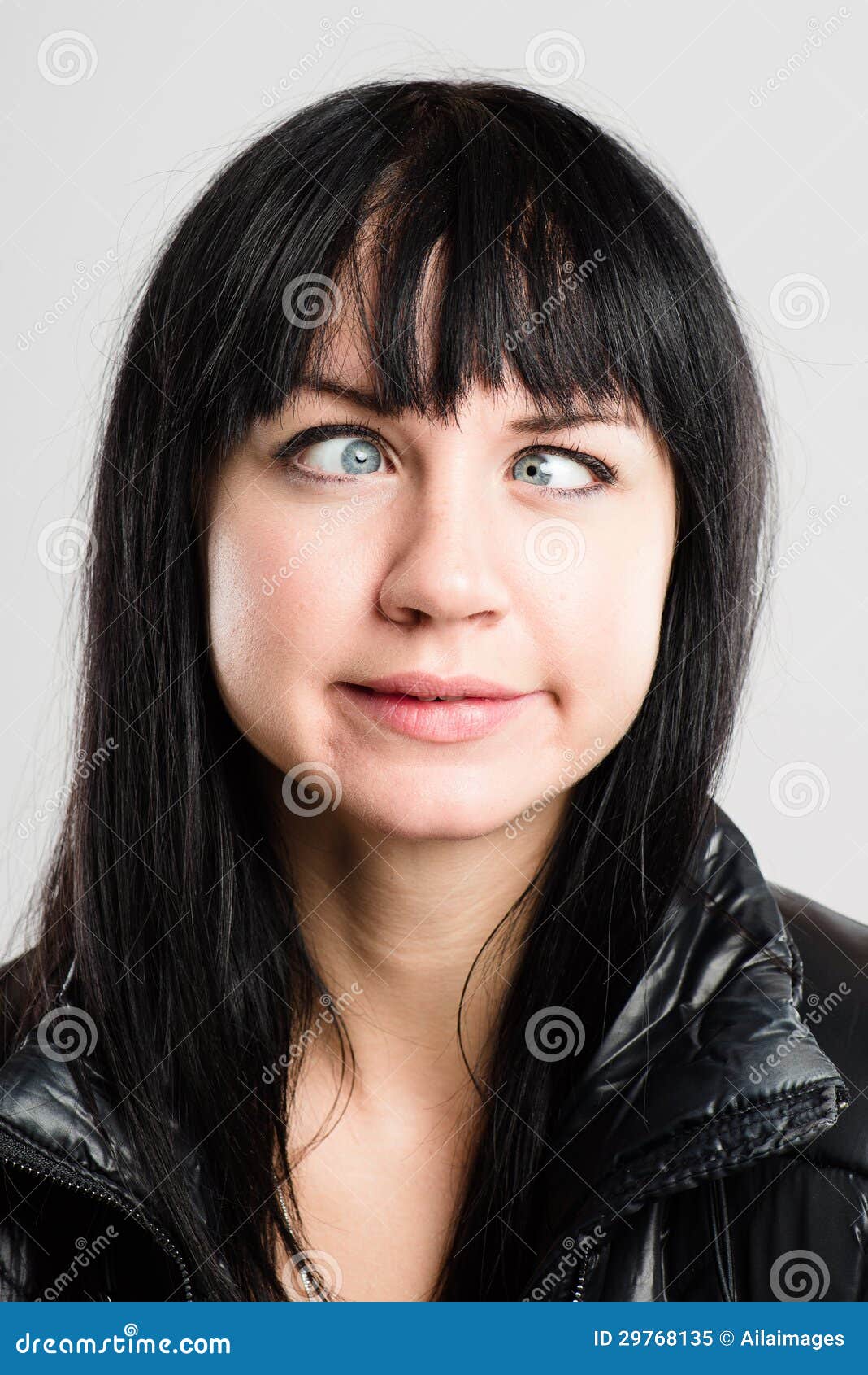 Funny Woman Portrait Real People High Definition Grey Background Stock Image Image of