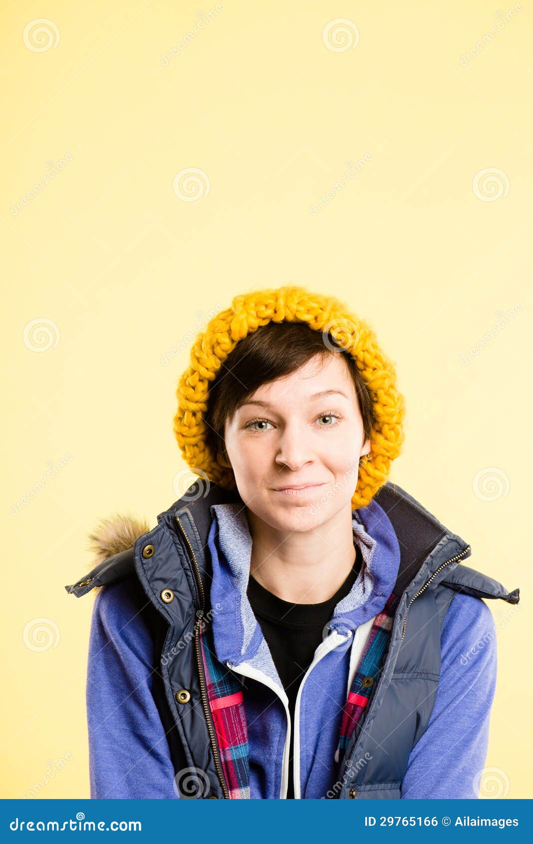 Funny Woman Portrait Real People High Definition Yellow Background Stock Photo Image of