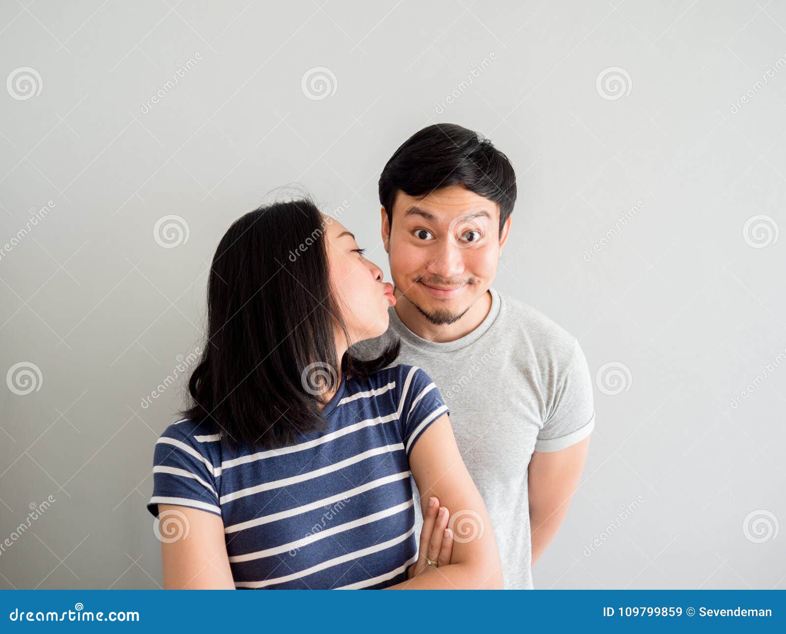 Funny Lovely Couple Trying To Kiss Each Other. Concept of Comedy Stock  Image - Image of cheerful, people: 109799859