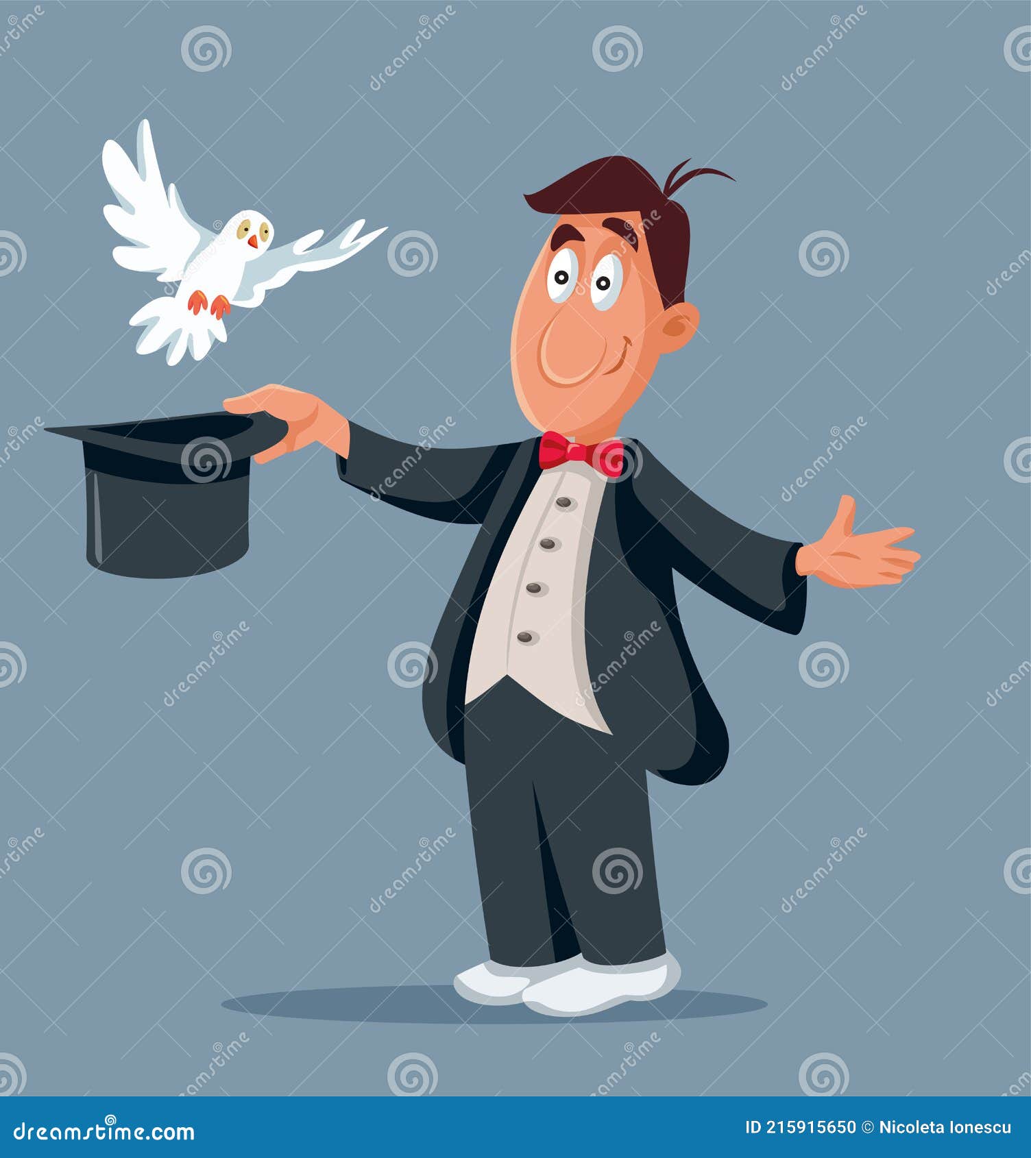 Funny Magician and White Pigeon Flying Out the Hat Stock Vector -  Illustration of conjurer, illusionist: 215915650