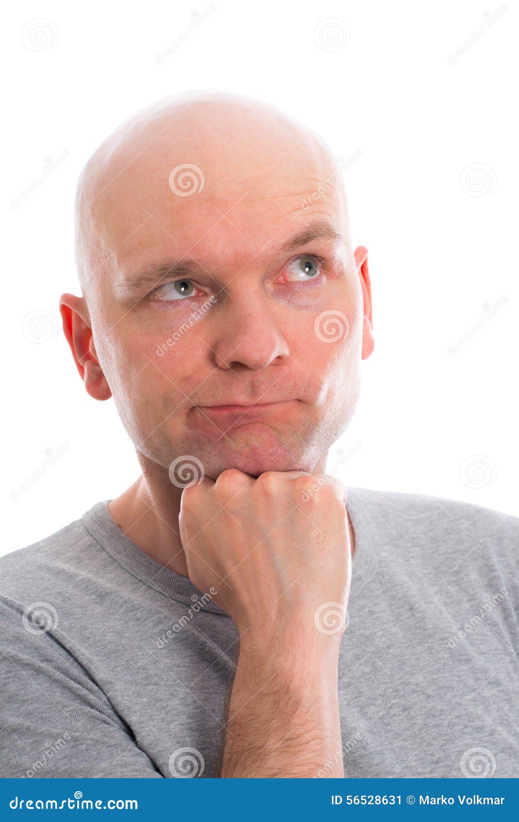 Funny Man with Bald Head is Refacting Stock Image - Image of skin, dome:  56528631