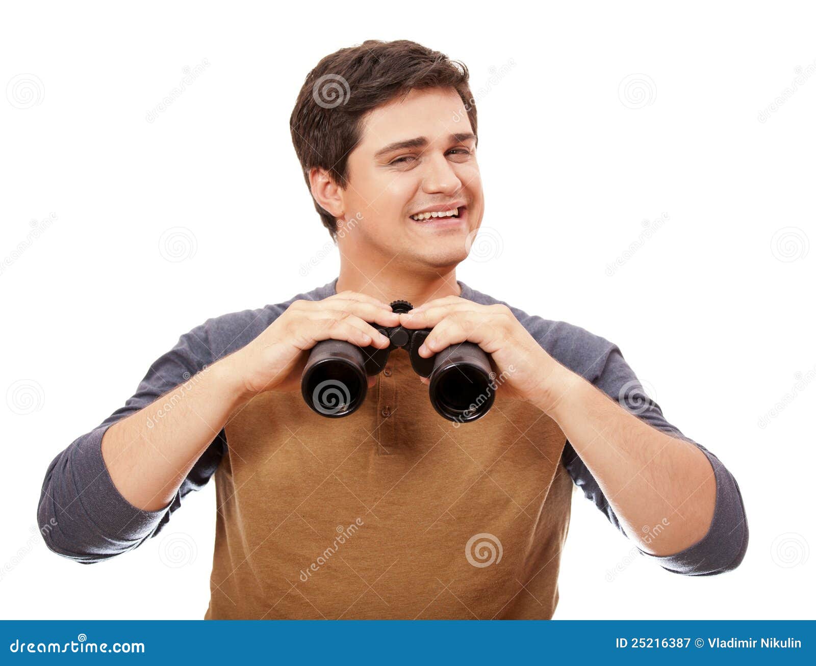 Funny Man with Binocular. on White Background Stock Image Image of beauty, beautifully 25216387