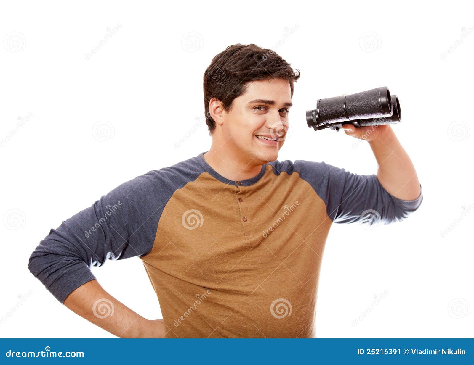 Funny Man with Binocular. on White Background. Stock Image Image of overindulgence, lucky