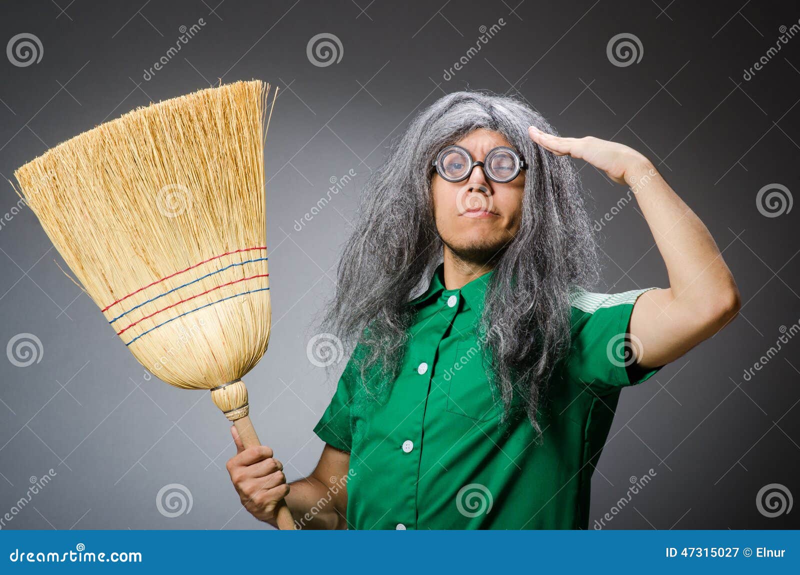 Funny man with brush stock image. Image of dark, housekeeping 47315027