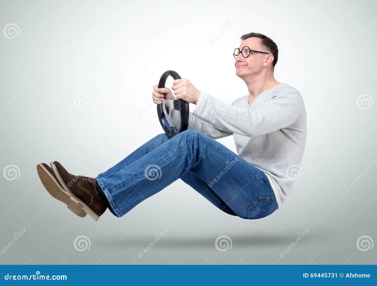 Funny Man Car Driver with a Wheel. Dummy on Road Concept Stock Image Image of cool, expression