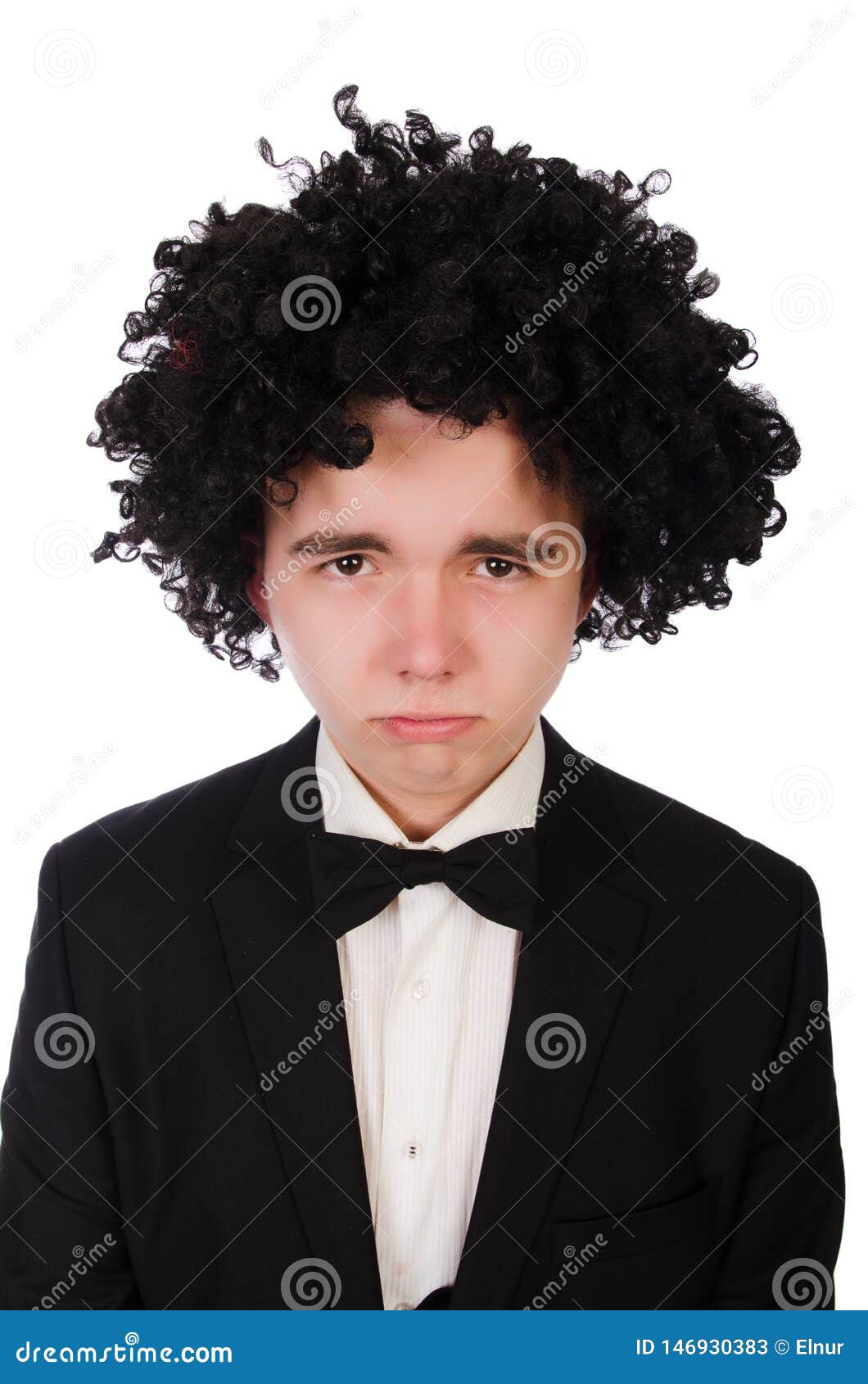 The Funny Man with Curly Hair Style Stock Image - Image of humorous,  distressed: 146930383