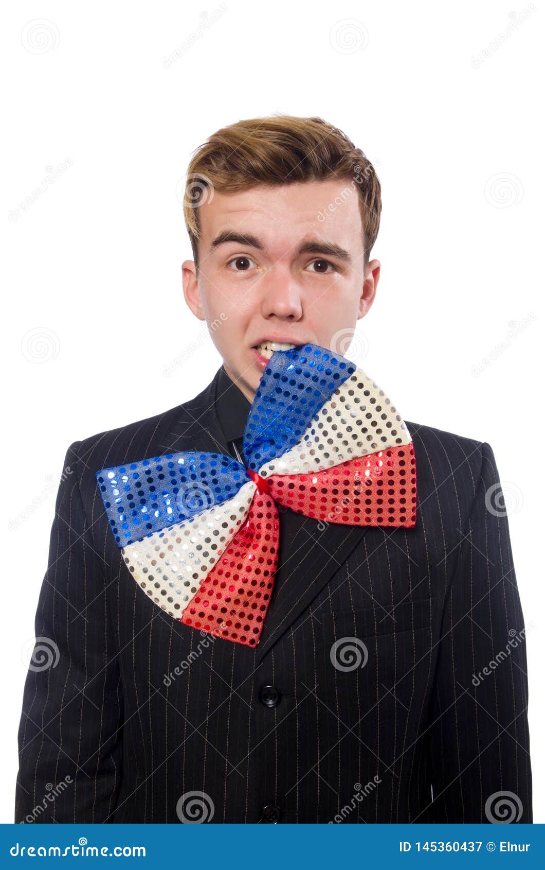 The Funny Man with Giant Bow Tie Stock Image Image of clown, humor