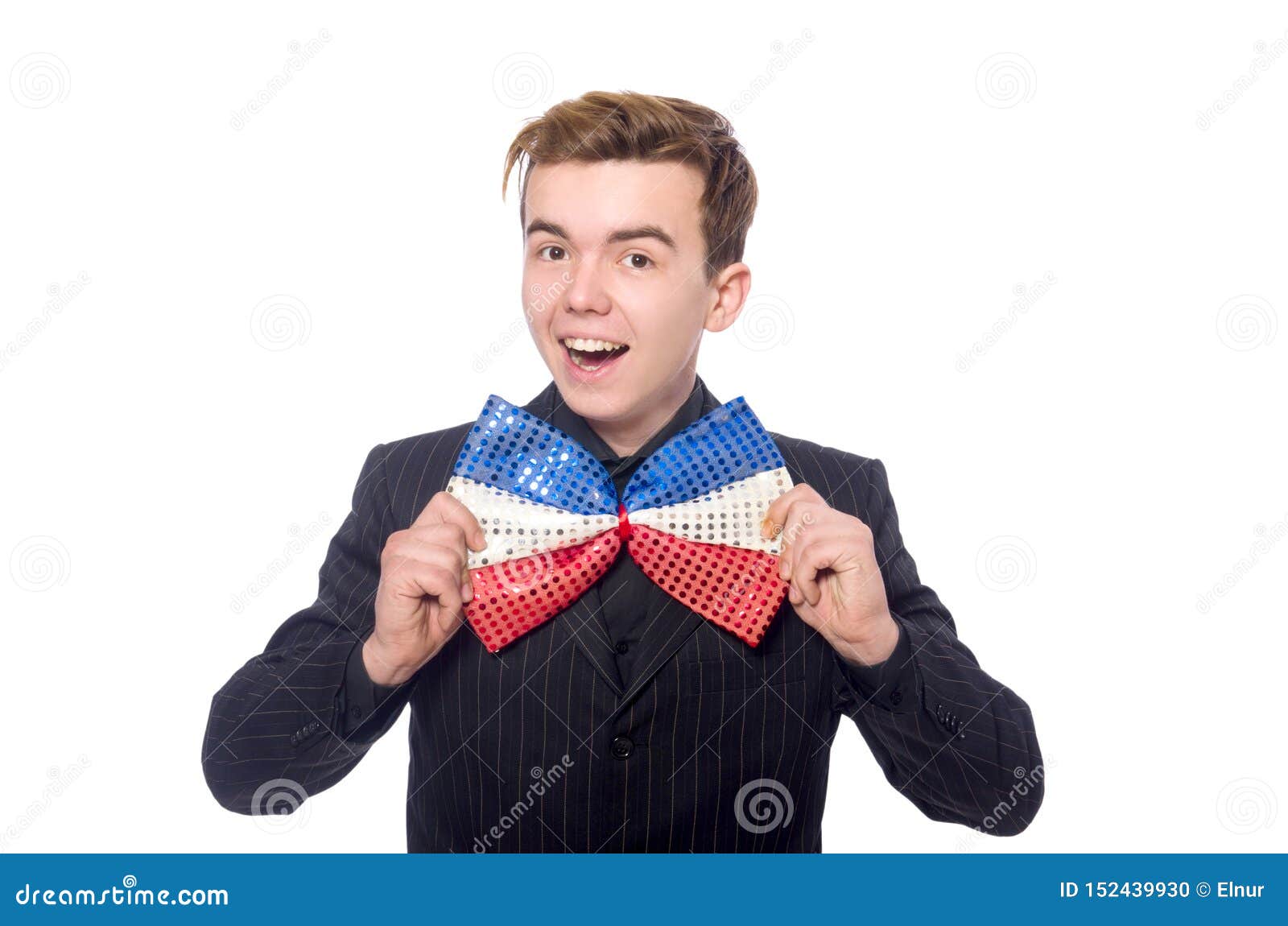 Funny Man with Giant Bow Tie Stock Photo Image of joyful, bowtie