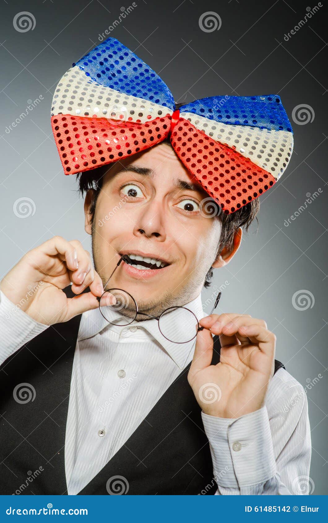 The Funny Man with Giant Bow Tie Stock Photo Image of funny, retro