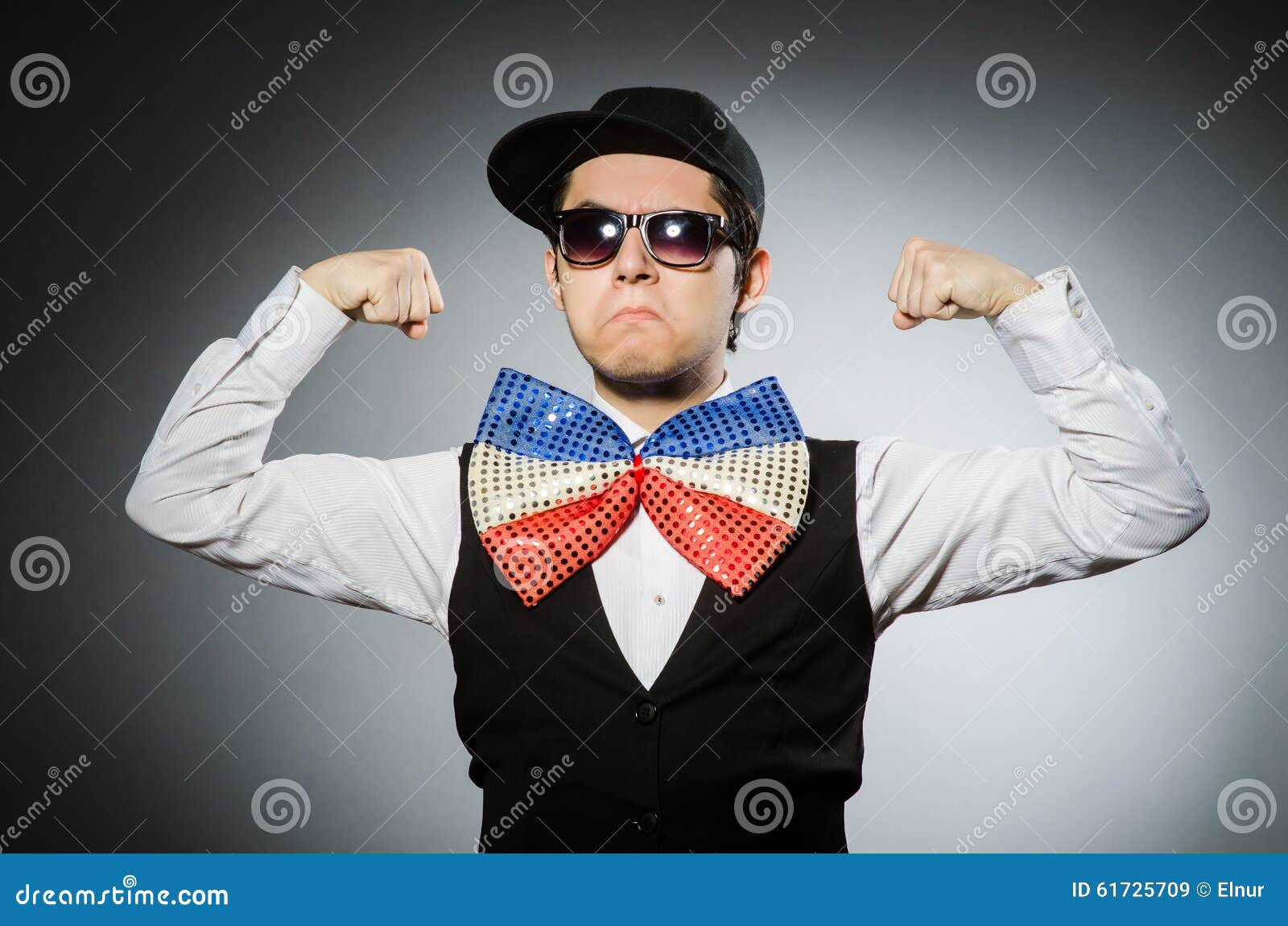 The Funny Man with Giant Bow Tie Stock Image Image of retro, face