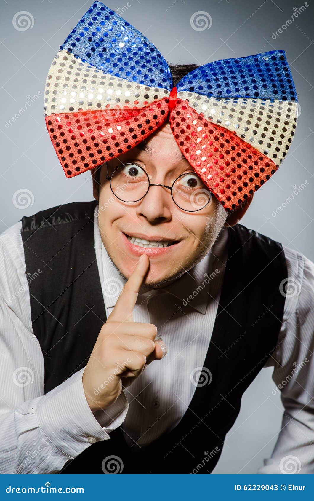 The Funny Man with Giant Bow Tie Stock Image Image of extravagant