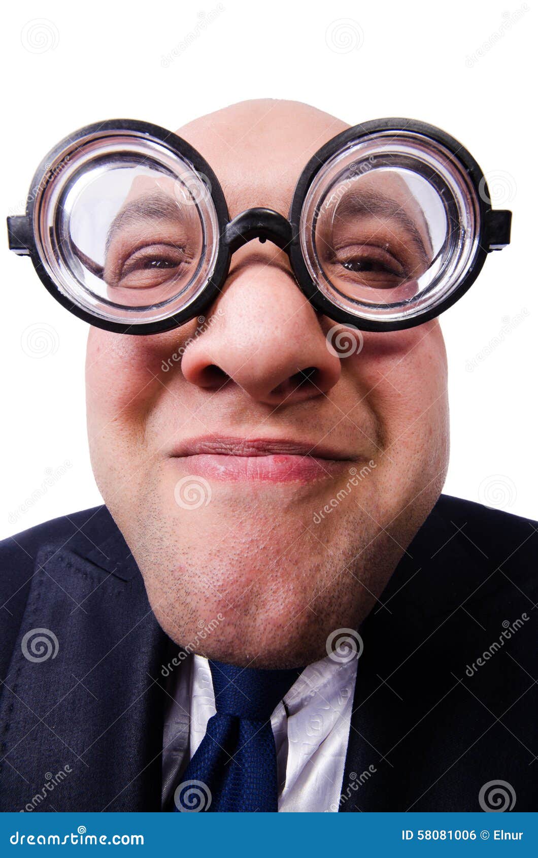Funny Man with Glasses Isolated on White Stock Photo - Image of ...