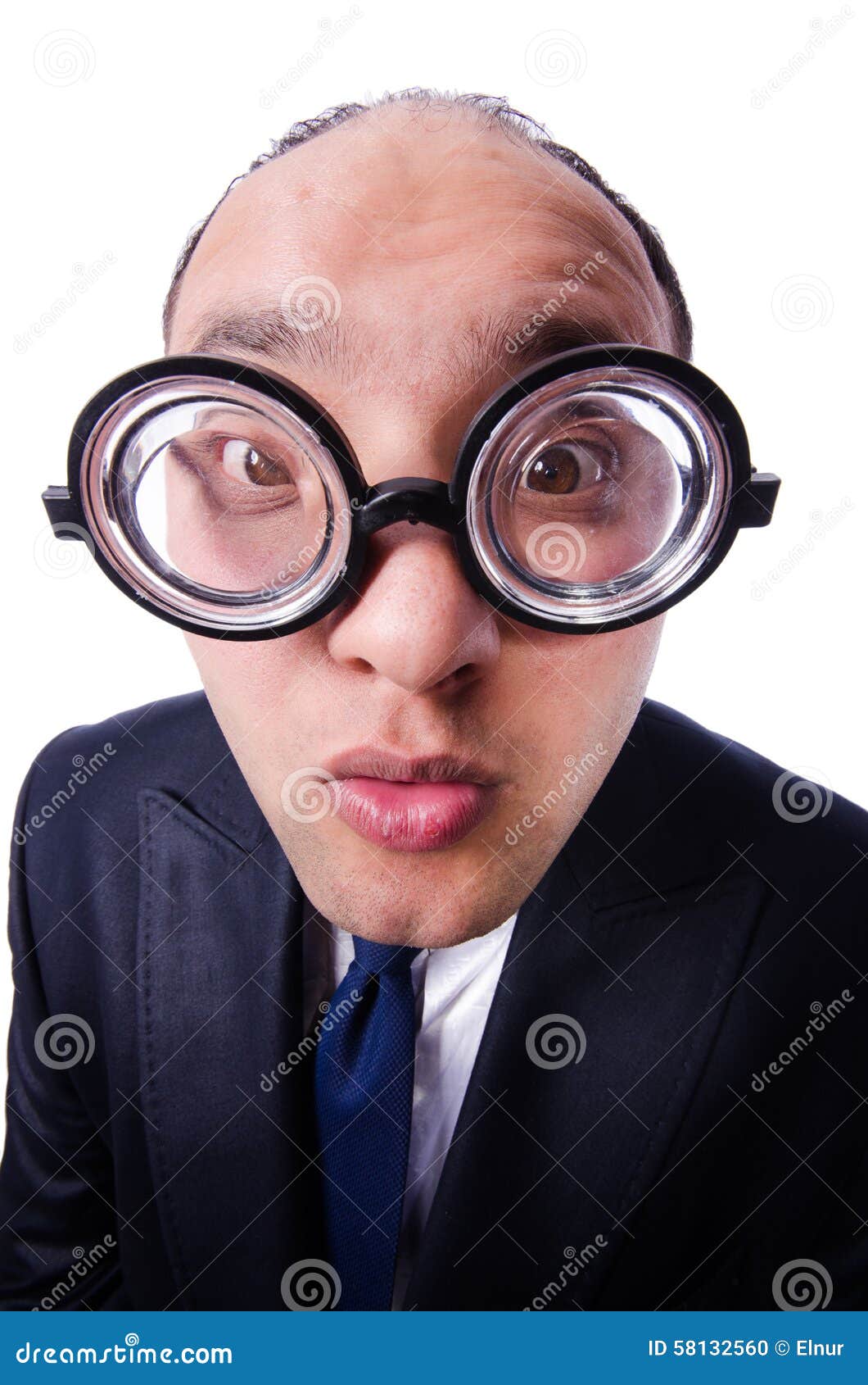 Funny Man with Glasses Isolated on White Stock Photo Image of