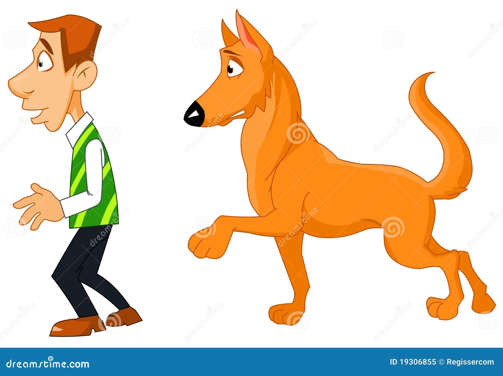 Funny man with his dog. stock illustration. Illustration of humorous -  19306855