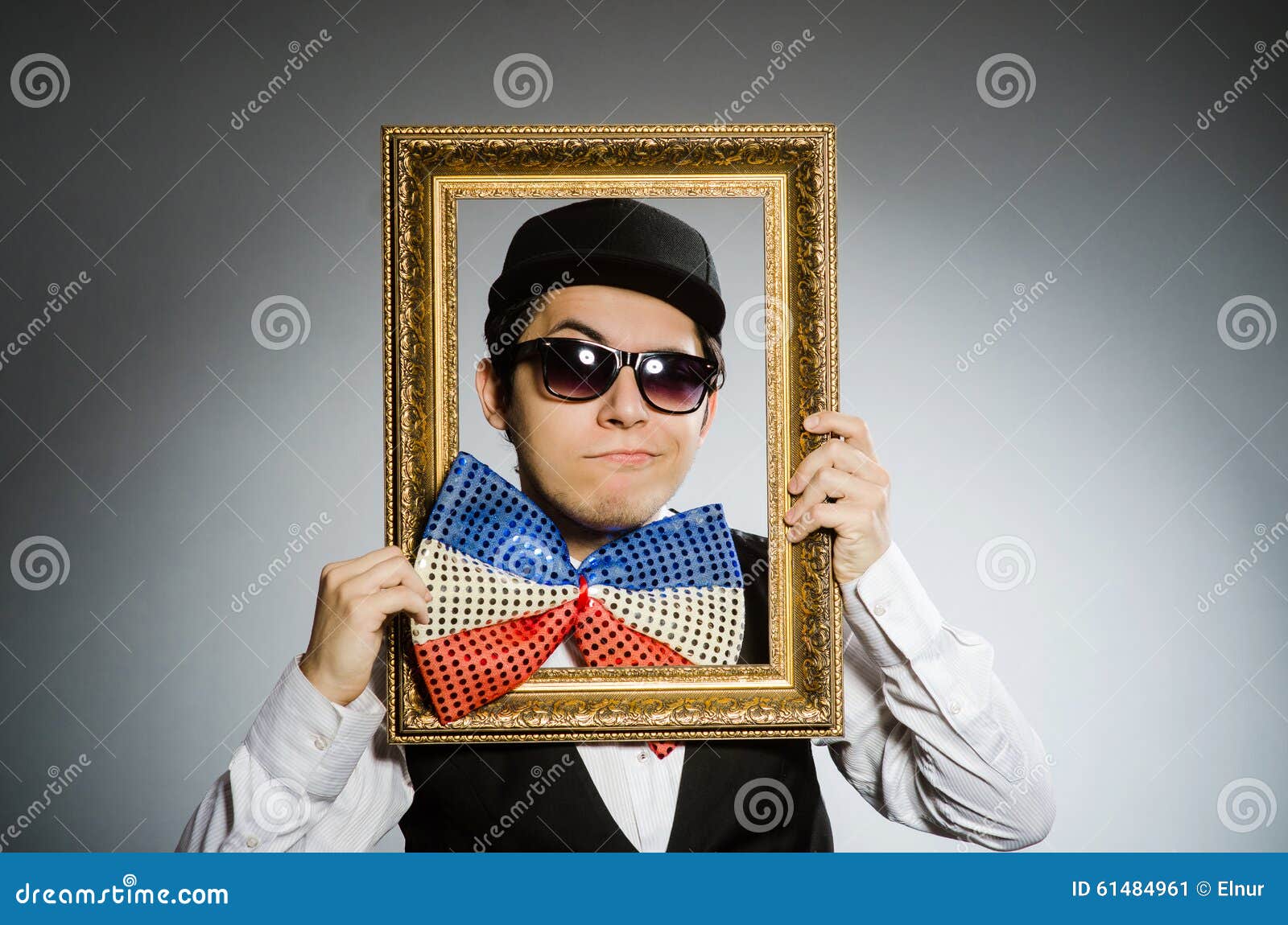 The Funny Man with Picture Frame Stock Image Image of laughing, cute