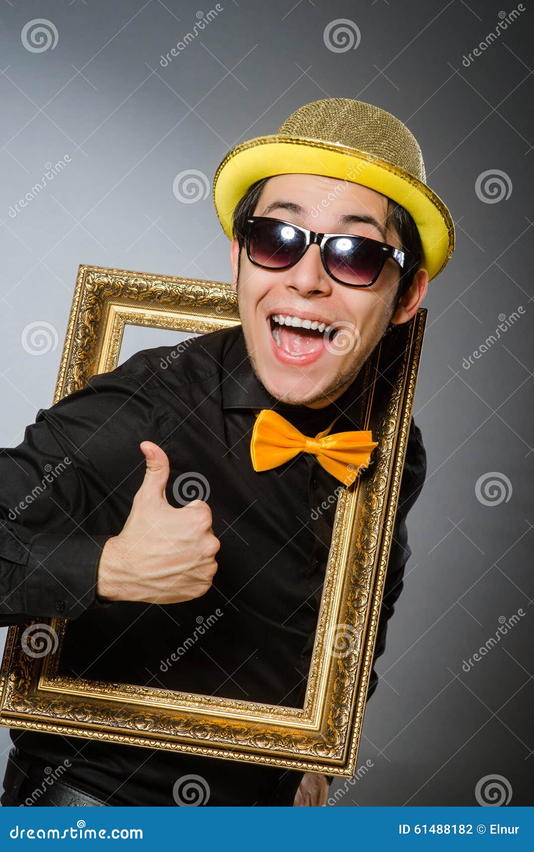 The Funny Man with Picture Frame Stock Photo Image of looking, bowtie