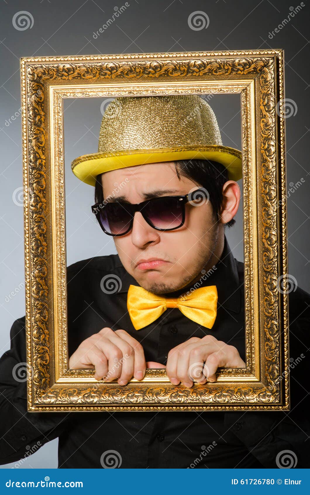 The Funny Man with Picture Frame Stock Photo Image of glasses