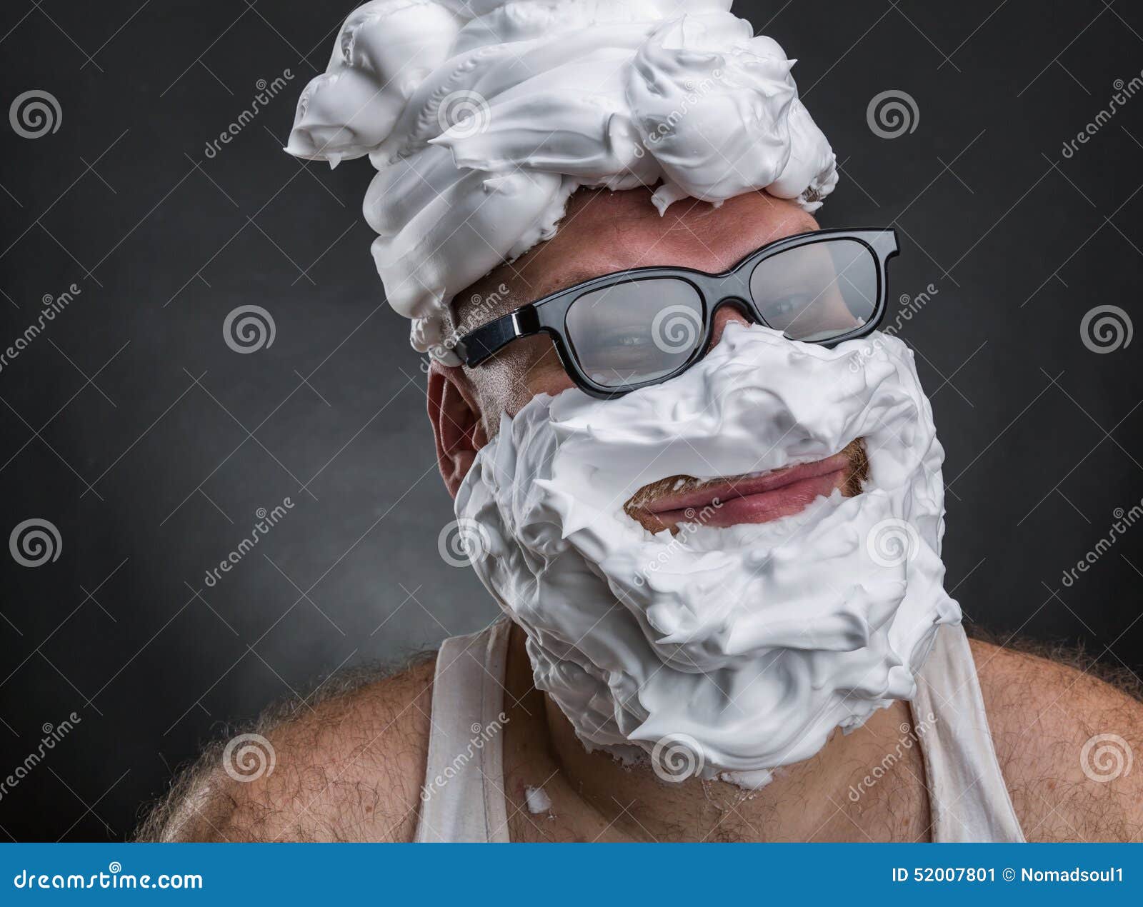 Funny Man with Shaving Foam Covered Face Stock Image Image of crazy