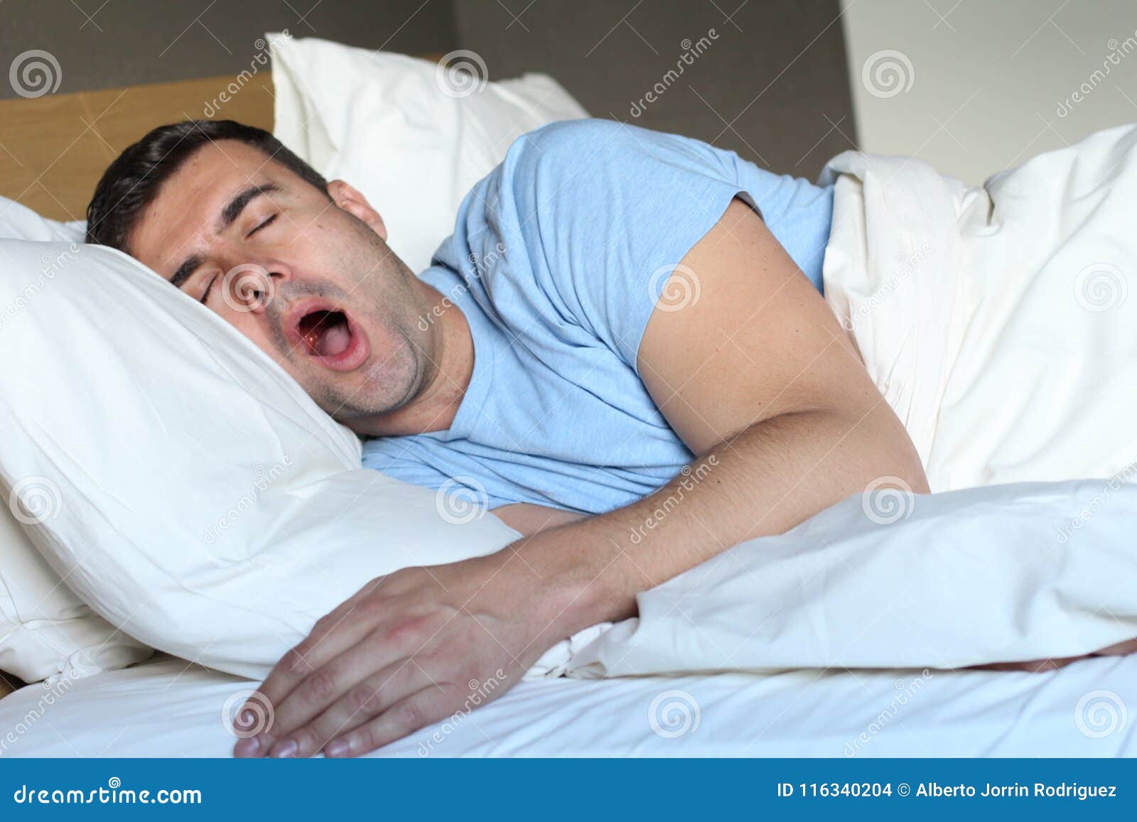 Funny man snoring in bed stock photo. Image of napping - 116340204 Funny man snoring in bed stock photo. Image of napping - 116340204