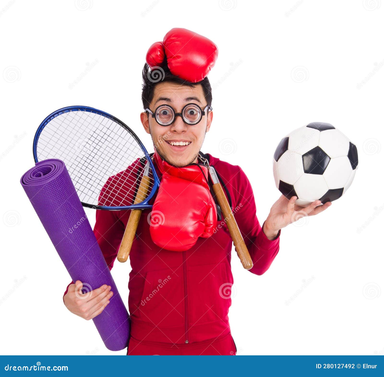 Funny Man in Sports Concept on White Stock Photo Image of game