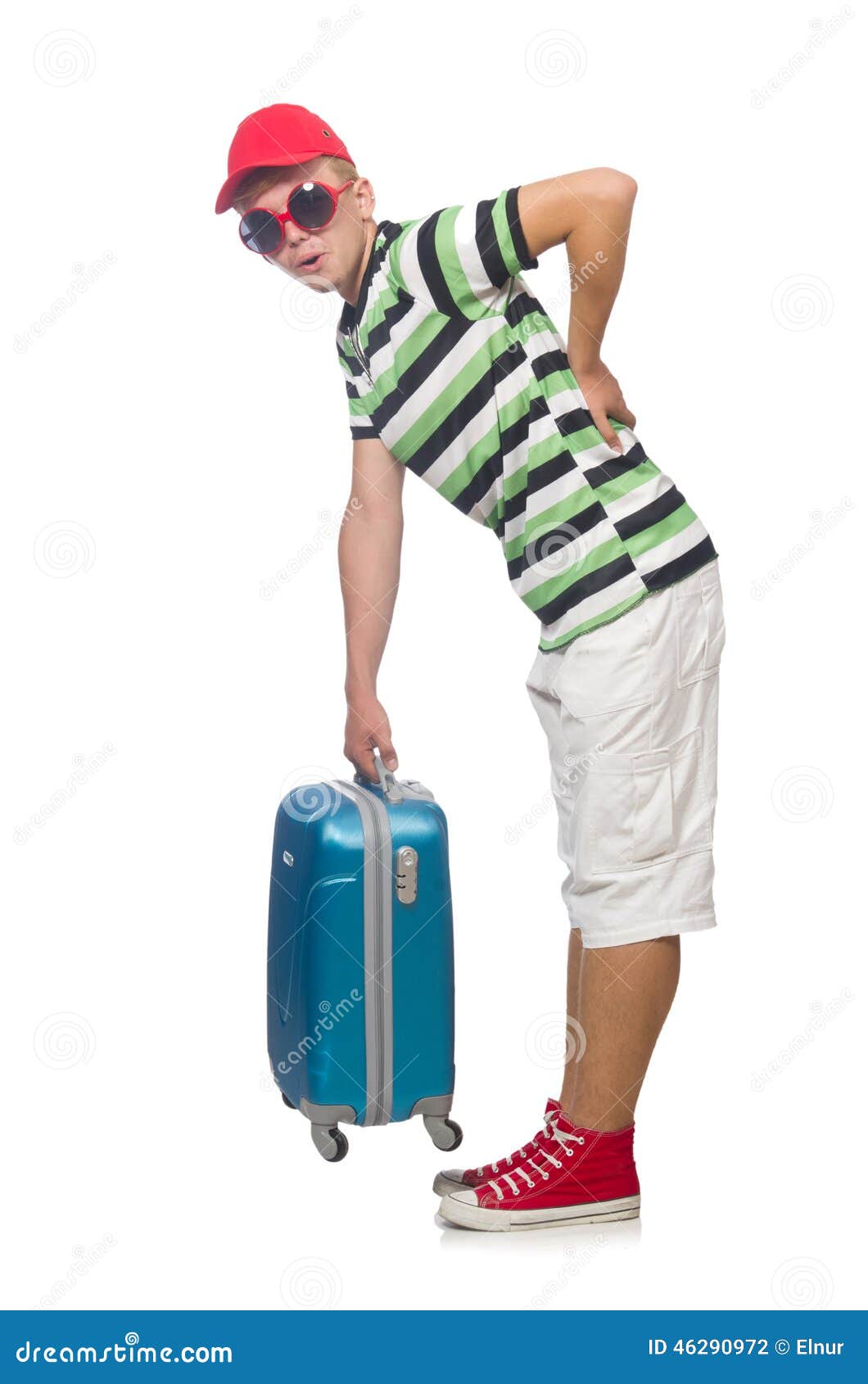 Funny Man with Suitcase Isolated Stock Photo Image of male, allowance