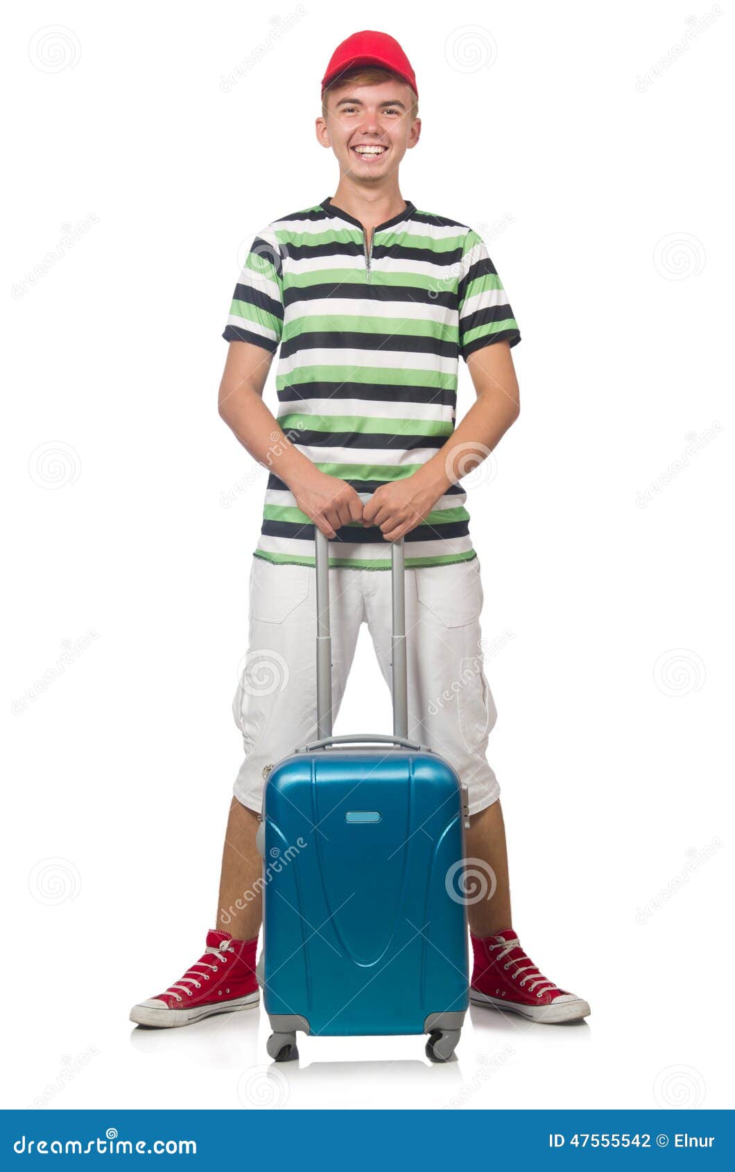Funny Man with Suitcase Isolated Stock Photo Image of funny, standing