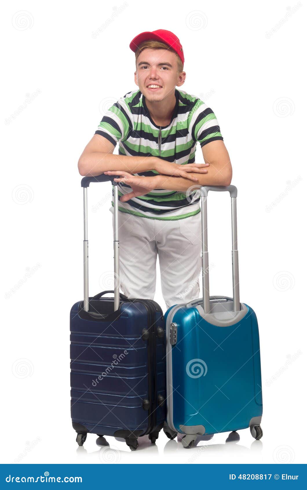 Funny Man with Suitcase Isolated Stock Image Image of extra, holiday