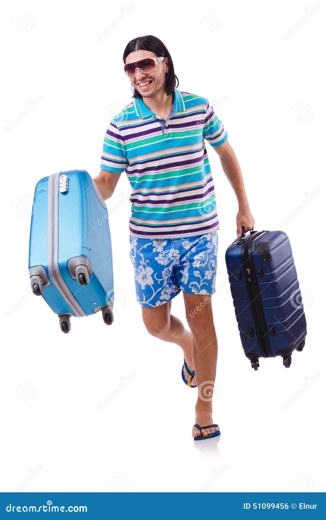 Funny man with suitcase stock photo. Image of rushing 51099456