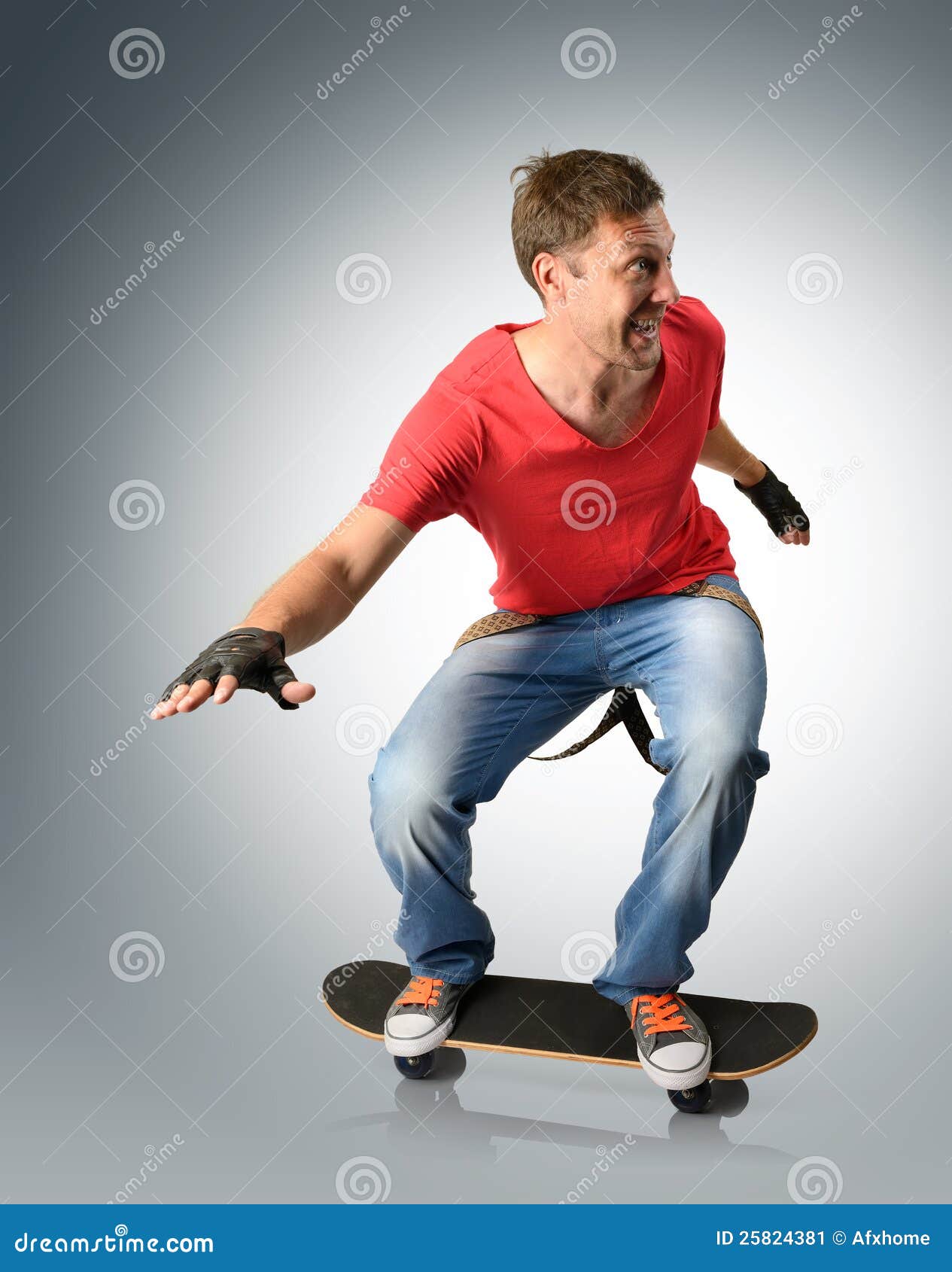 Funny Man with Suspender on a Skateboard Stock Image - Image of ...