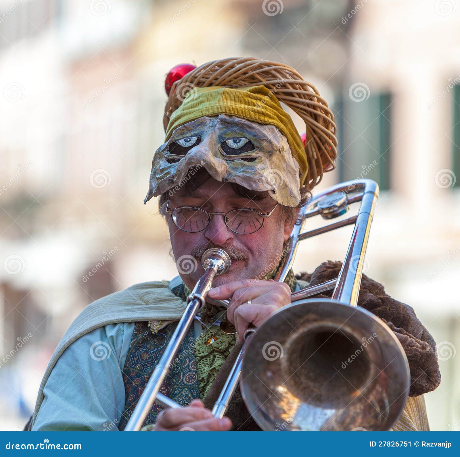 Funny Man Trombone Player editorial photo. Image of lifestyle 27826751