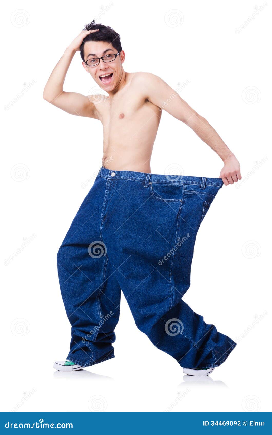 Funny Slim Man Large Pants Jeans Stock Photo 411381988  Shutterstock