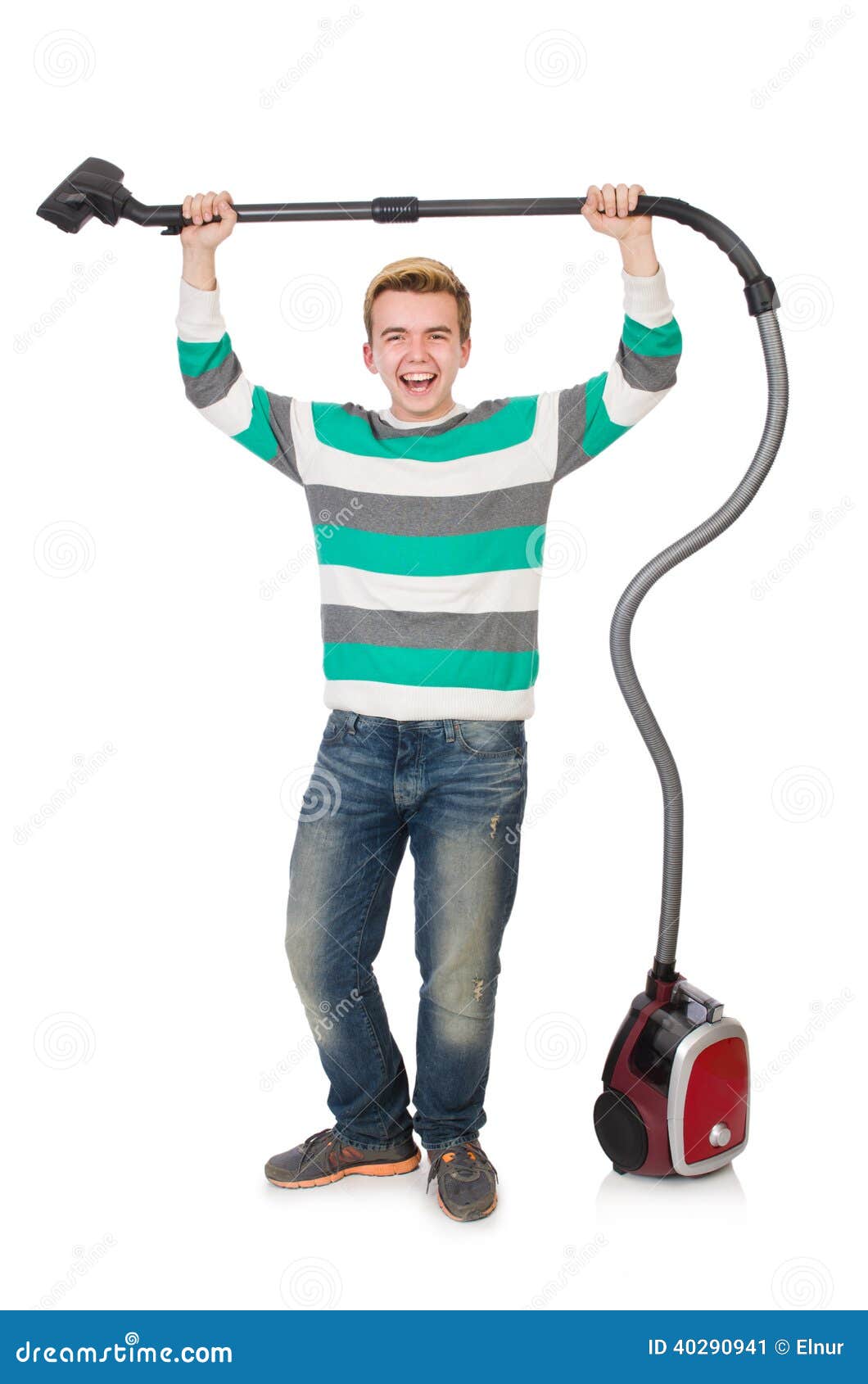 Funny Man with Vacuum Cleaner Stock Image Image of dust, floor 40290941