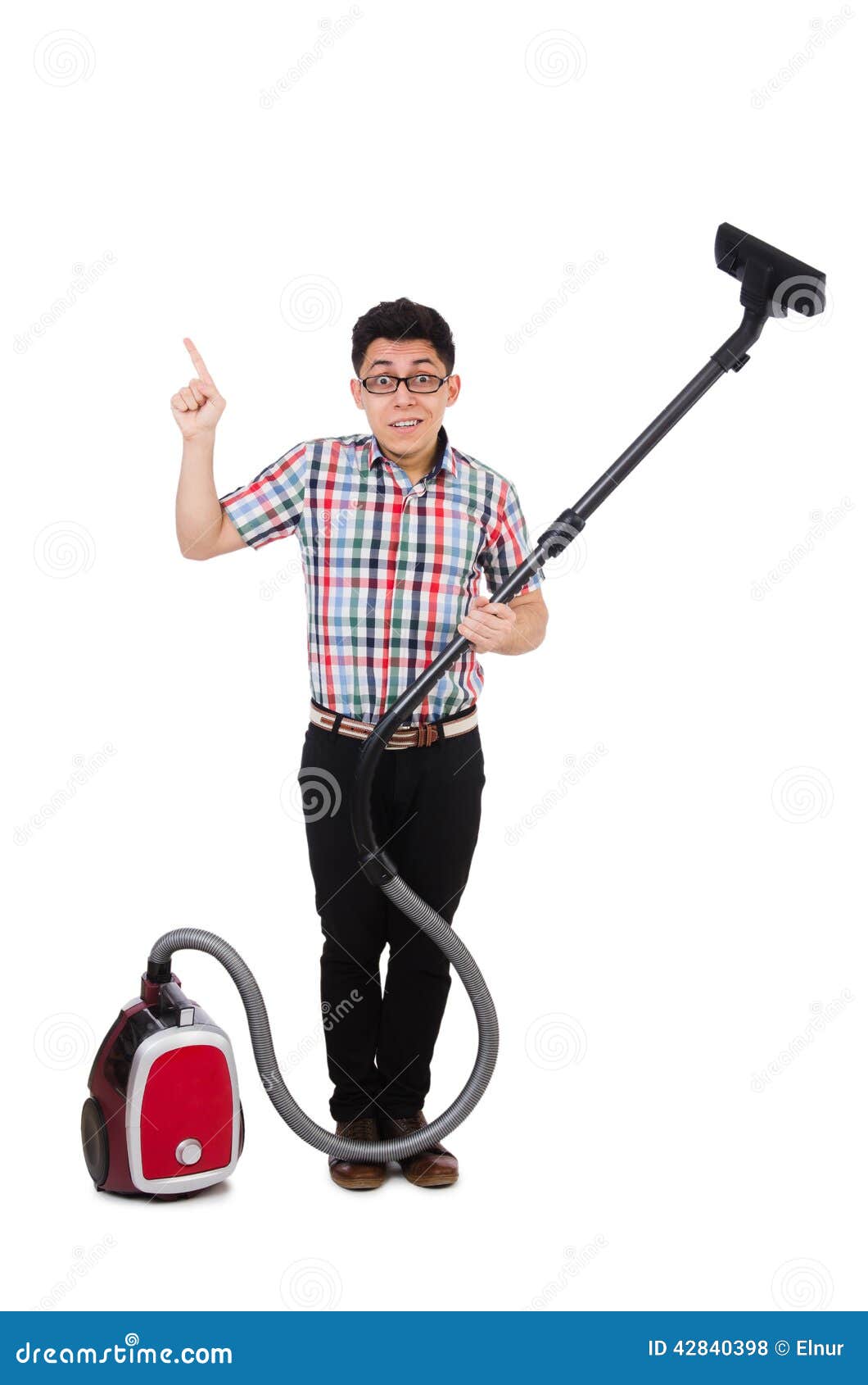 Funny Man with Vacuum Cleaner Stock Photo Image of floor, dirty 42840398