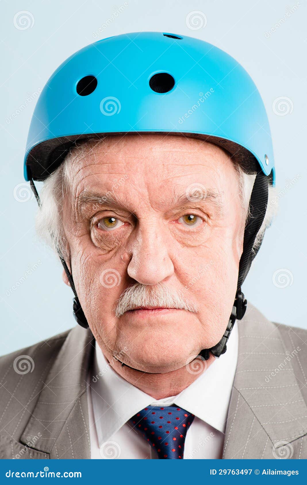 Funny Man Wearing Cycling Helmet Portrait Real People High Definition