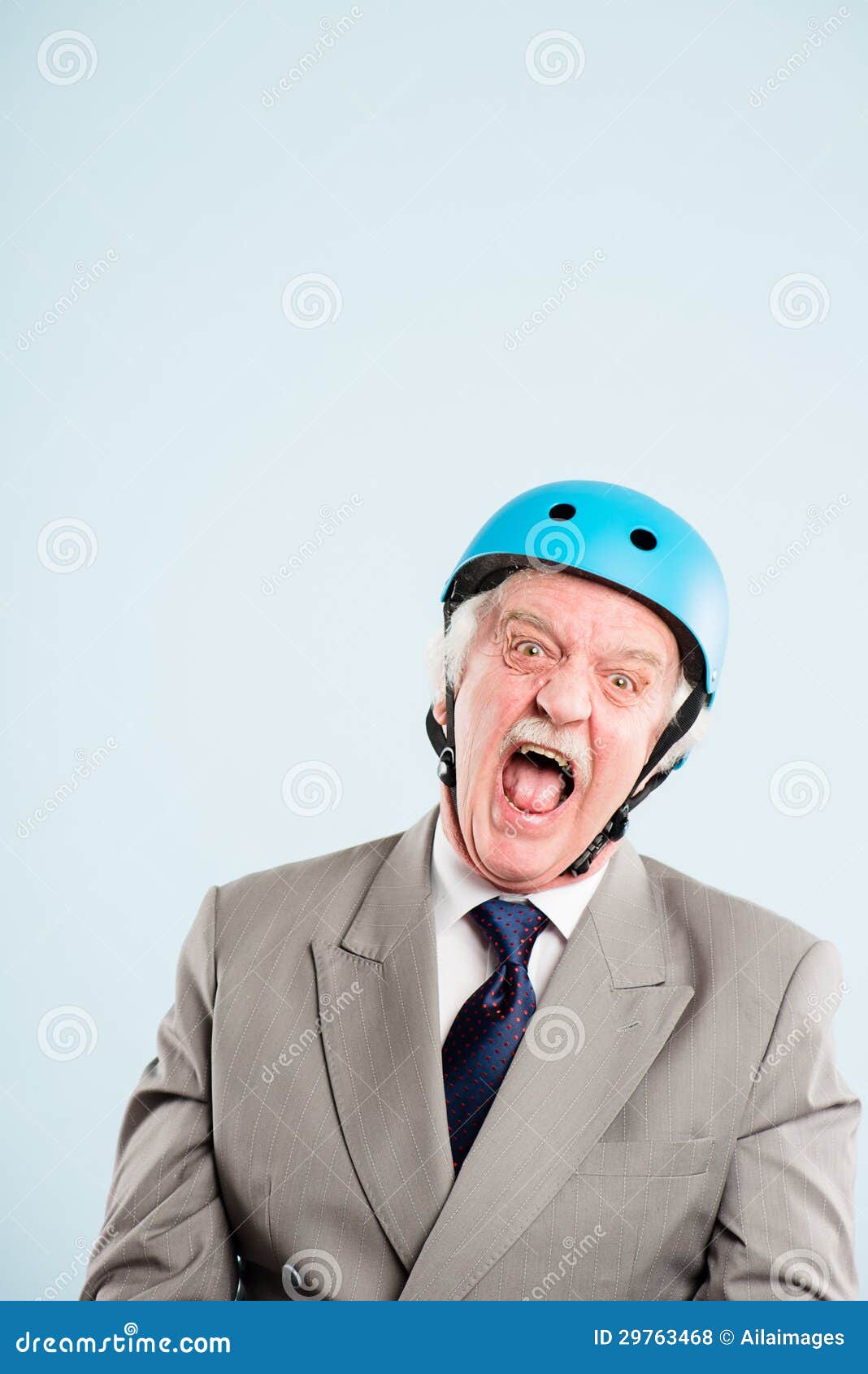 Funny Man Wearing Cycling Helmet Portrait Real People High Definition