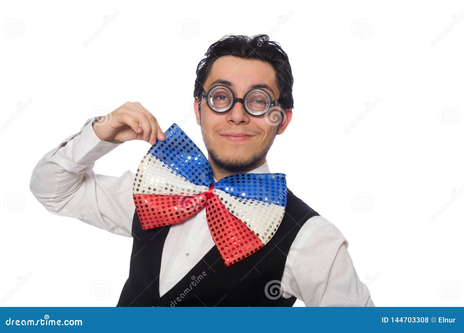 The Funny Man Wearing Giant Bow Tie Stock Photo Image of funny
