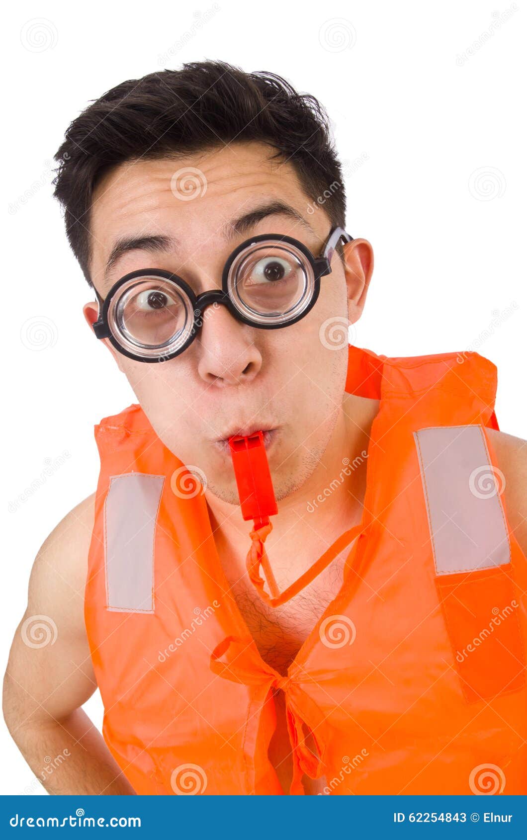 The Funny Man Wearing Orange Safety Vest Stock Image Image of