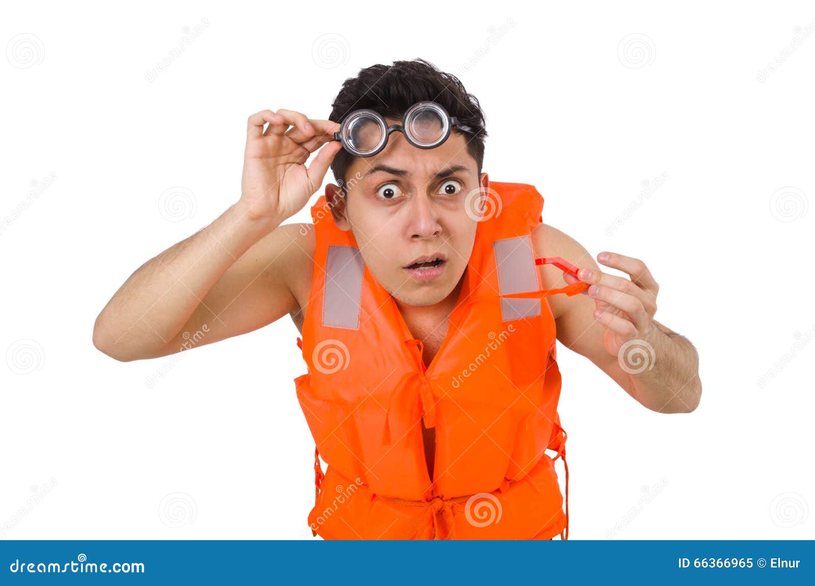 The Funny Man Wearing Orange Safety Vest Stock Image Image of