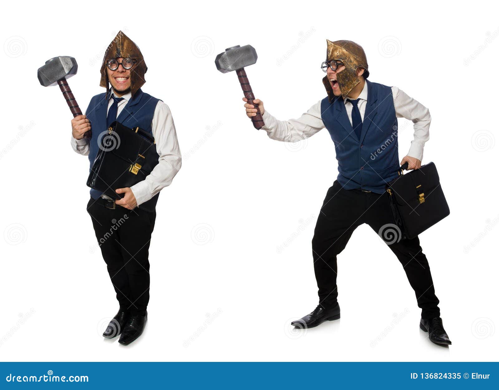 The Funny Man Wearing Pilot Helmet and Goggles Stock Image Image of