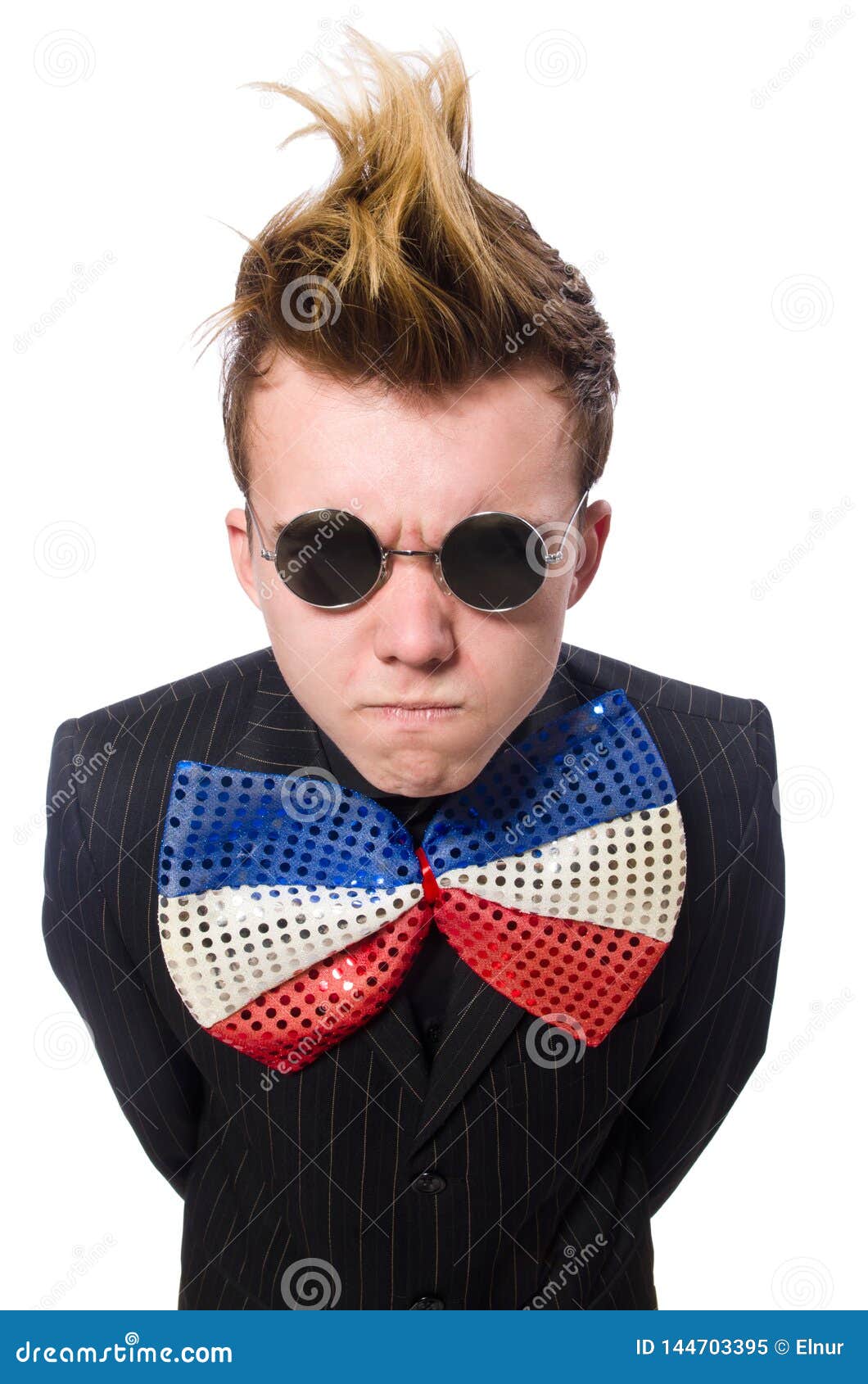 The Funny Man Wearing Sunglasses Isolated on White Stock Image Image