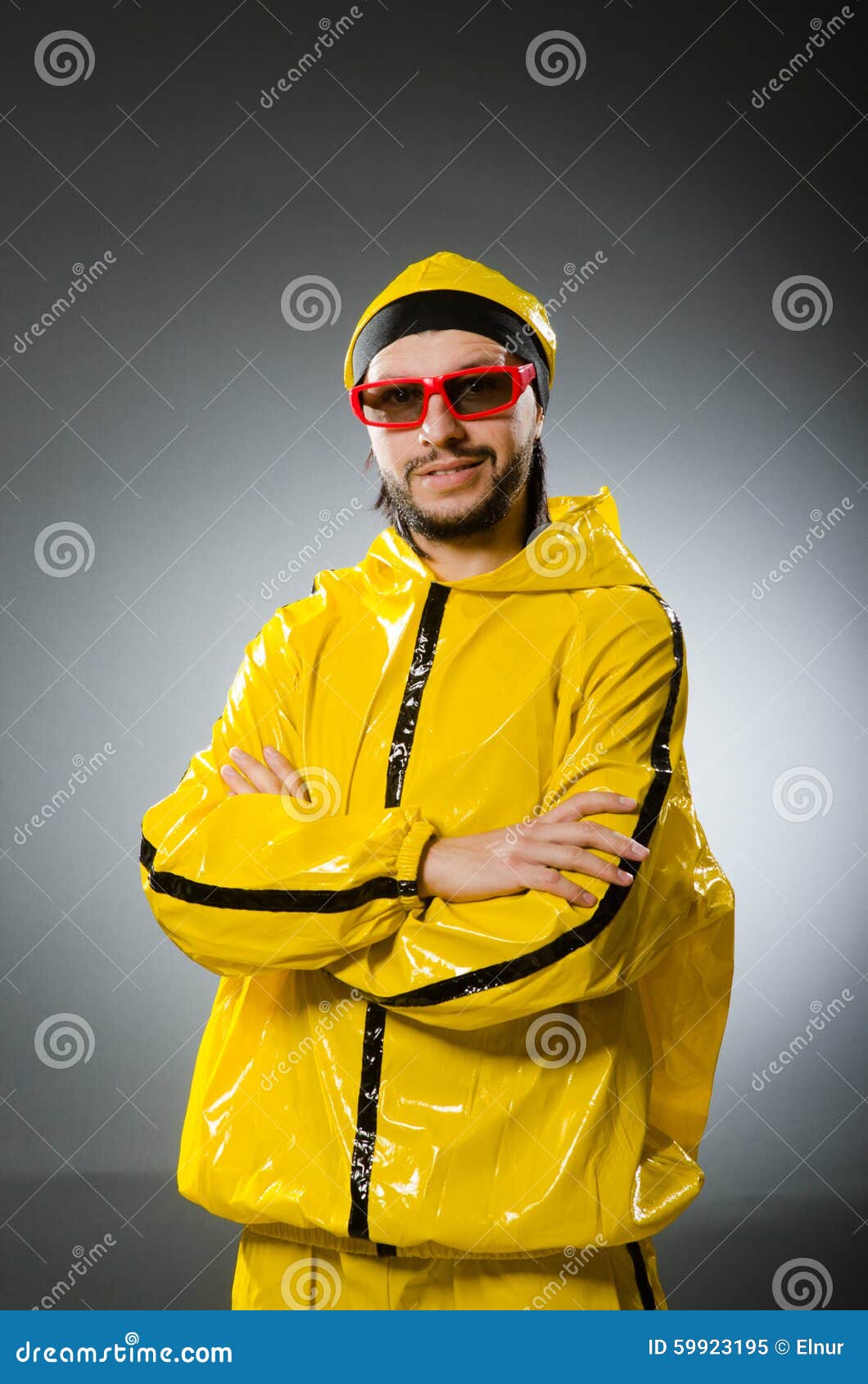 Funny Man Wearing Yellow Suit Stock Image Image of modern, freestyle