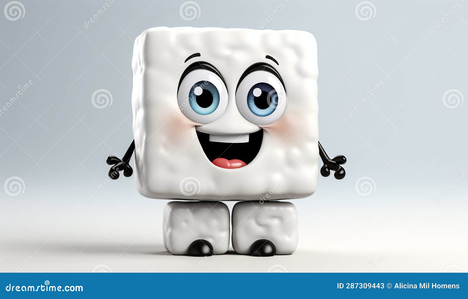 Funny Marshmallow with Smiling Face. AI Generated Stock Illustration