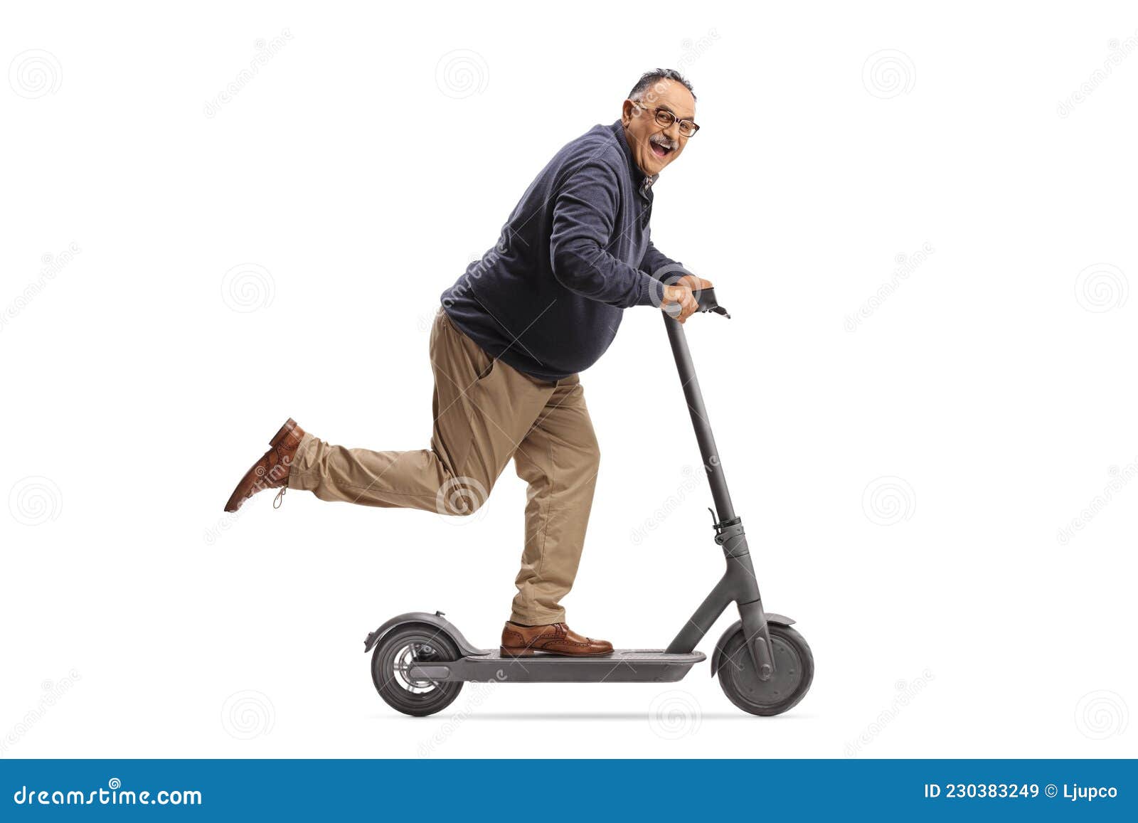 finansiere blæk Latter Funny Mature Man Riding an Electric Scooter and Looking at Camera Stock  Image - Image of caucasian, lifestyle: 230383249