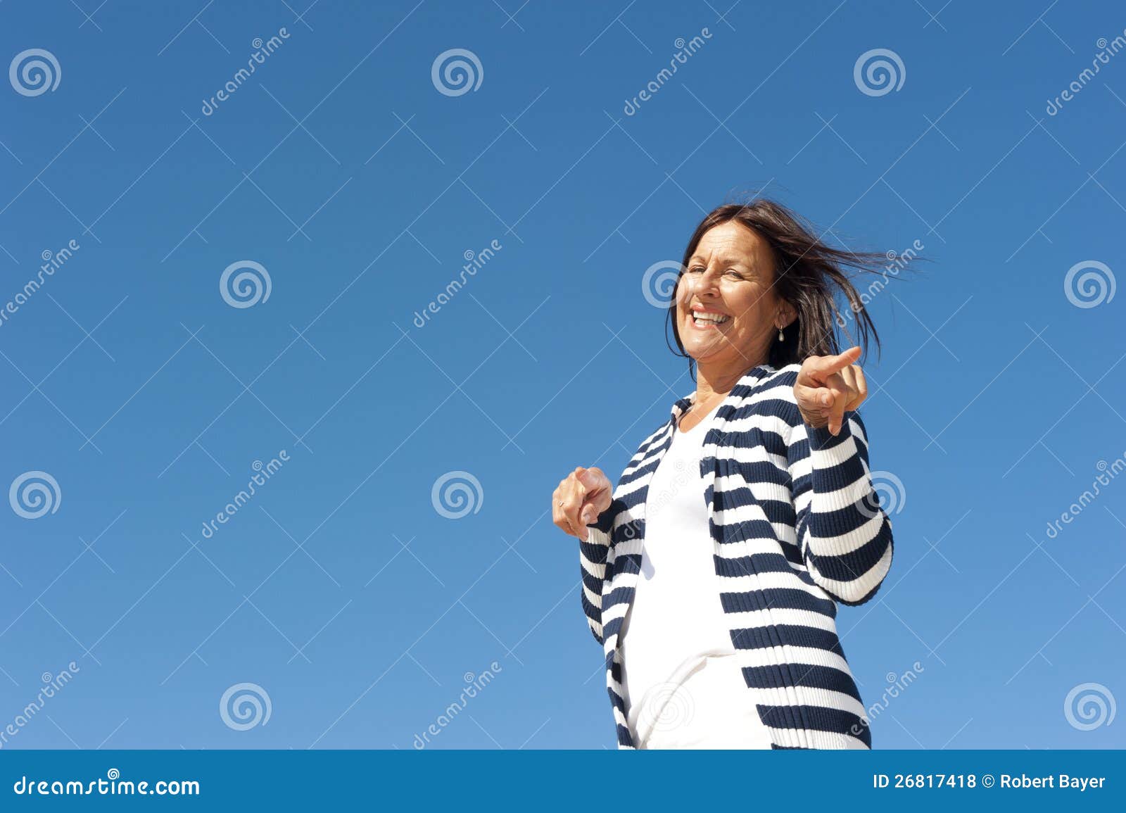 Funny Mature Woman Sky Background Stock Photo Image of beautiful